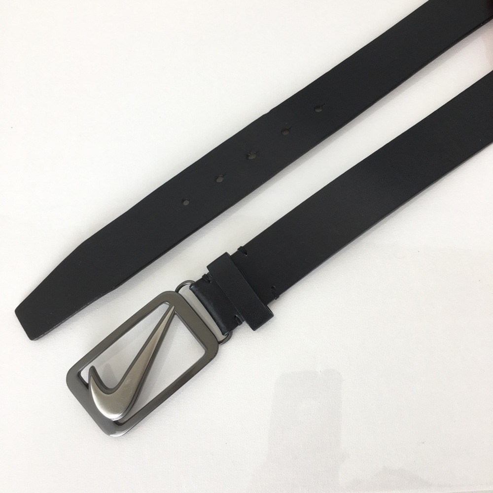 Nike Golf Large Logo Buckle Black Belt Men’s Size 34 Faux Leather - Picture 3 of 9